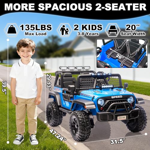 NEWQIDA 24V Ride On Toys for Big Kids, 2 Seater Electric Car with Remote Control 4x4 Ride on Truck for Boys Girls, 4-Whe - Additional View