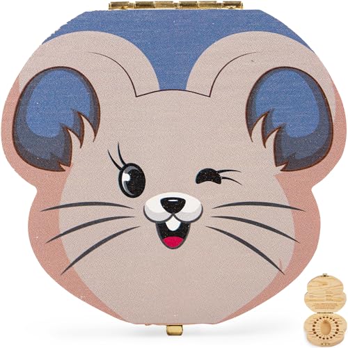 Imagen de HOMYKIDS® Caja dientes de leche niño y niña Cajitas de madera para guardar dientes Regalos originales Ratoncito Perez para almacenamiento dientes