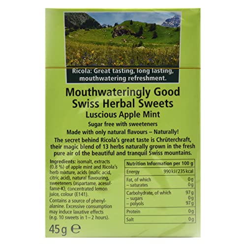 Image of Ricola Luscious Apple Mint Sugar Free Candy, 1.59 oz ℮ 45 g