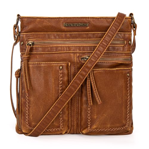 Image of Montana West Crossbody Bag for Women Multi Pocket Shoulder Medium Travel Purses Ultra Soft Washed Leather