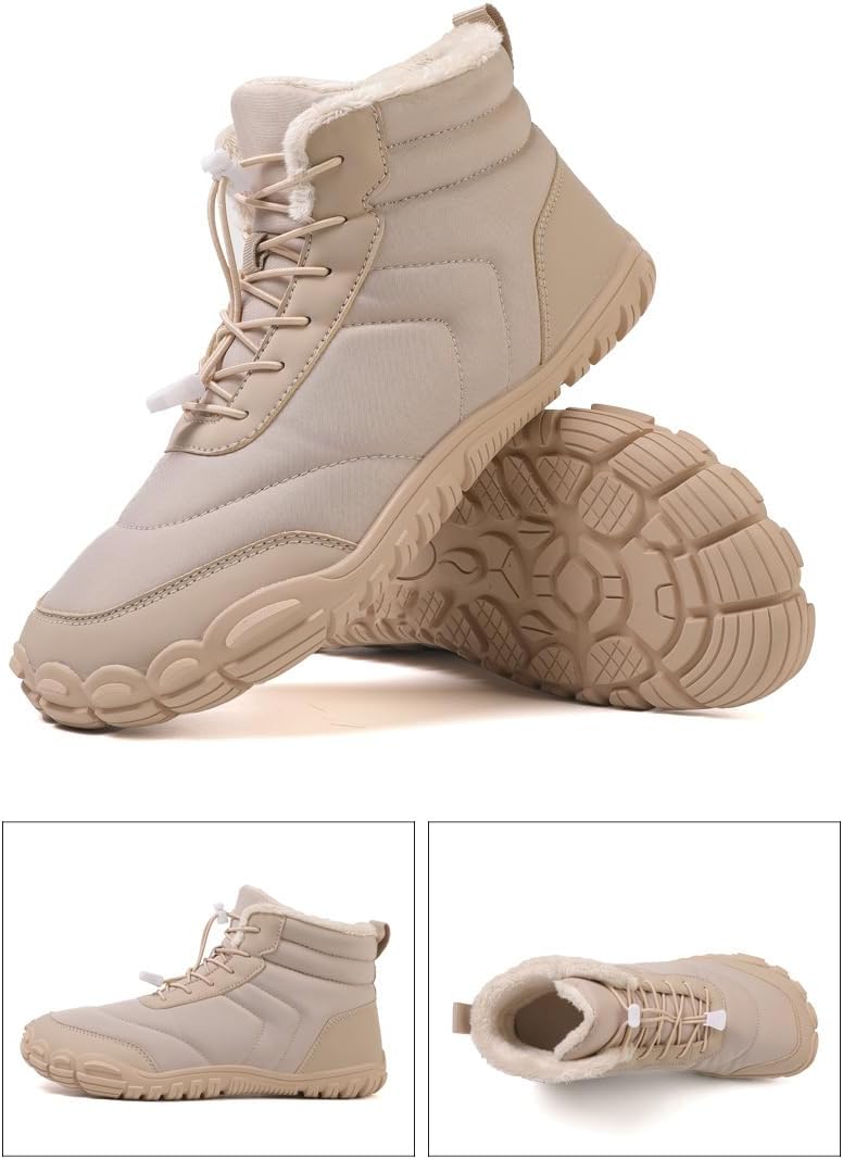 Barefoot Boots for Women Winter Warm Fleece Snow Boot Comfortable Non-Slip Water Resistant Shoes Fashion Wide Toe Non Slip Boots Slip On Barefoot Footwear Zero Drop Snow Boot