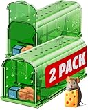 Motel Mouse Humane Mouse Traps No Kill Live Catch and Release 2 Pack - Reusable, Easy to Use & Clean, No Touch Release, Sensitive Includes Cleaning Brush, Instruction Manual & Video - Mousetrap Indoor