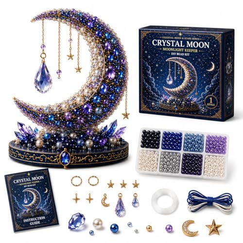 Kit de artesanía con cuentas 3D de gato y luna para decoración de fantasía
