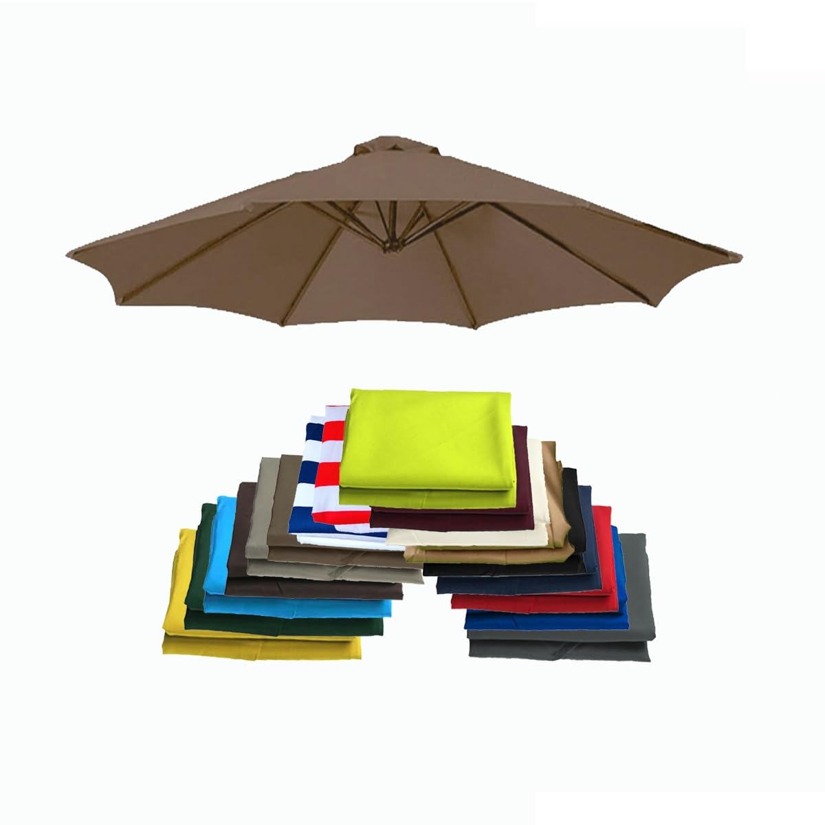 ALDNMBR 6.5ft 7.5ft 9ft 10ft Garden Parasol Replacement Canopy, 6 Ribs 8 Ribs Waterproof Uv Resistant Polyester Outdoor Patio Umbrella Top Cover Dark Top 2.7m/9FT-8Ribs