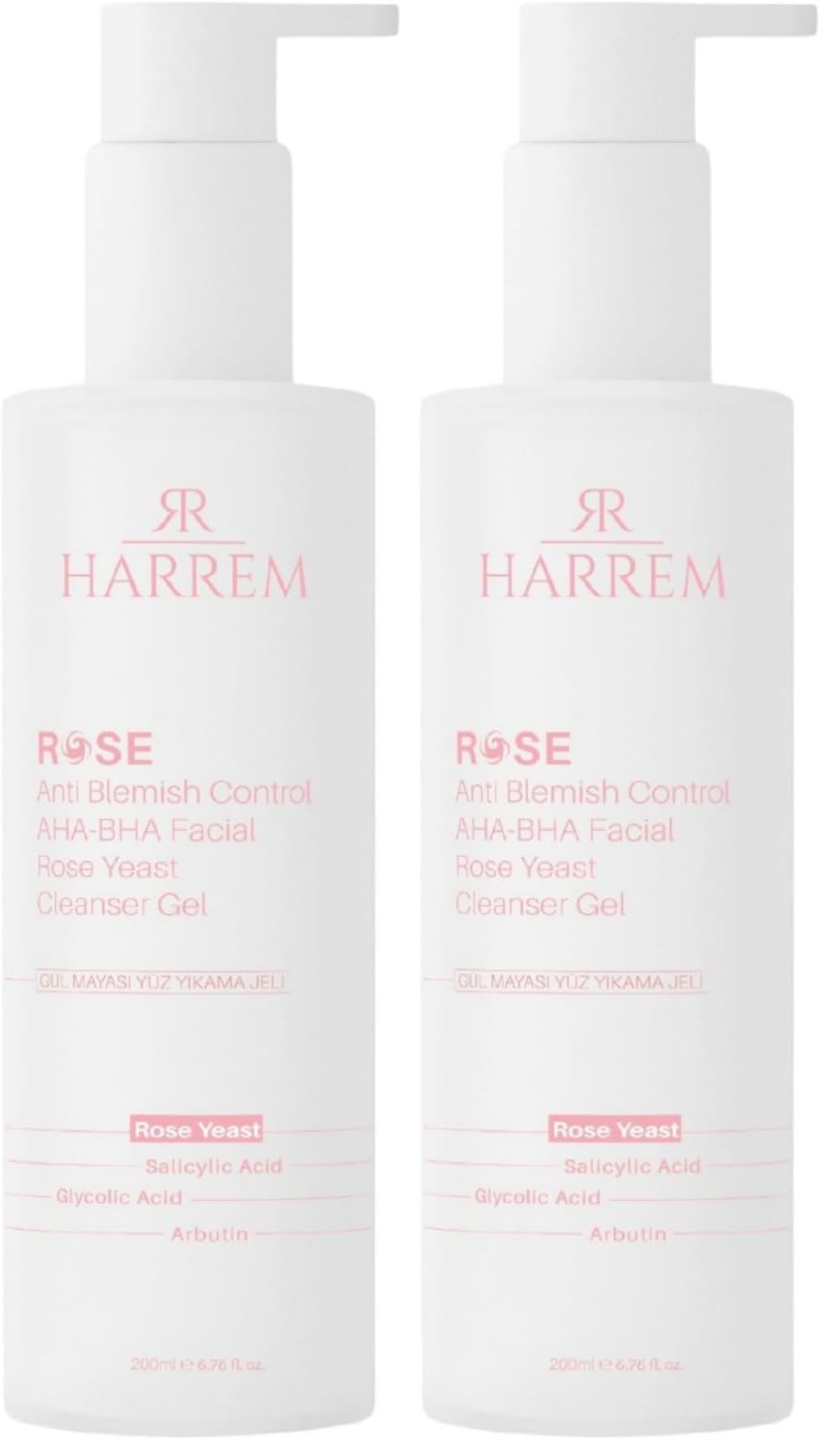 Rose Series Tüm Ciltler Gül Mayası Glycolic Acid Hassas Yüz Yıkama Jeli 200 Ml (2 paketi)