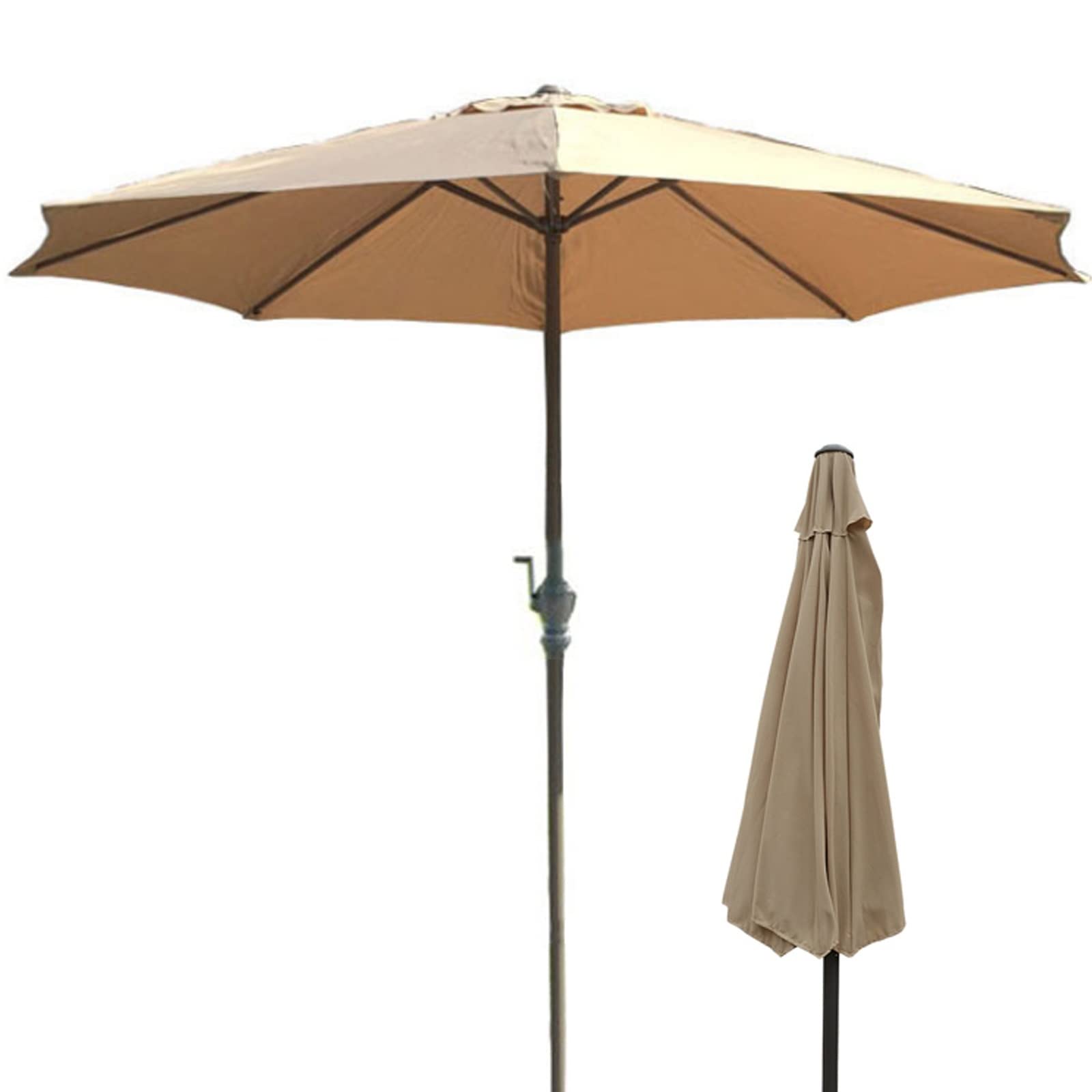 1PCS Garden Sun Parasol, Table Umbrella Canopy, Sun Protection Windproof Sunscreen Ventilation Umbrellas, with Crank Handle, for Beach/Pool/Patio, Beach Umbrella,Brown 106inch (Beige 106inch)