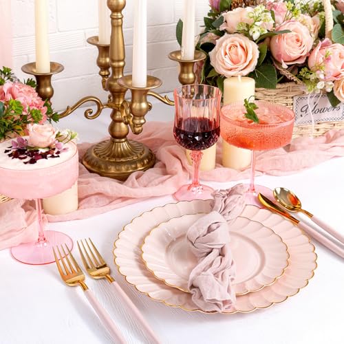 Ciaell 12PCS Plastic Ribbed Martini Glasses - 10 Oz Pink Disposable Coupe Glasses with Stem - Heavy Duty Margarita Cups for Bars, Cocktails, Whiskey, Parties & Wedding by Ciaell - Image 5