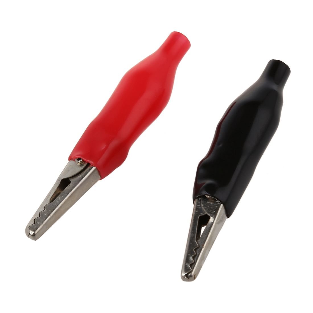 Janasiba(R) Lot de 20 pinces crocodiles 10 noires et 10 rouges recouvertes de plastique souple