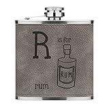 6oz Petaca de Acero Inoxidable con Gris Piel Sintética PU de Lujo Siente Texturizado Manga