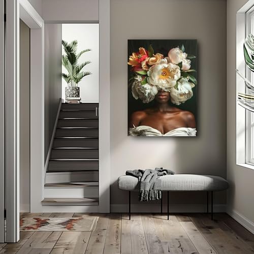Peinture sur toile de femmes noires 40x65cm avec cadre intérieur pour salon