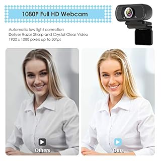 1080P Webcam with Microfono, HD Webcam Web Camera with Tripod Stand, Widescreen USB Computer Camera, Streaming Mic Webcam for Online Calling/Conferencing, Zoom/Skype/Facetime/YouTube, Laptop/Desktop