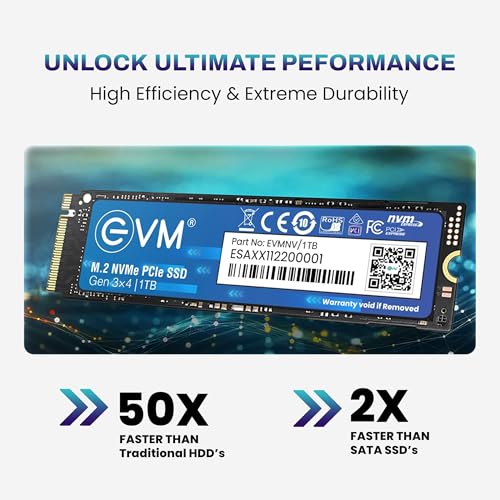Image of EVM 1TB NVMe Gen 3x4 Internal SSD (2280) - Upto 3500MB /s Read & 2800MB /s Write | PCIe 3.0 M.2 Solid State Drive for Gaming, Laptops & Desktops | Shock Resistant & 5-Year Warranty (EVMNV /1TB)