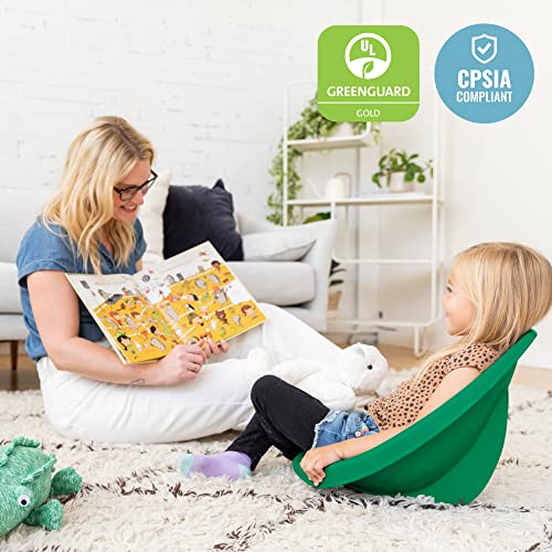 Image of ECR4Kids Plastic Leaf Scoop Floor Rocker Seat, Classroom Furniture, Emerald, 6-Piece