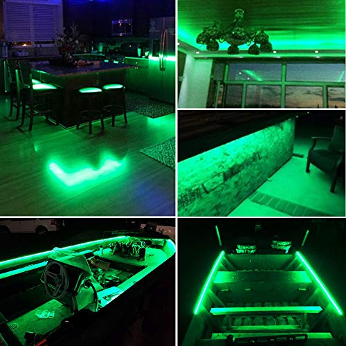 Everbright Green Led Light Strips, 5M(16.4Ft) 5050 Smd 300 Led Pcb Black Flexible Waterproof Strip Lights For Bedroom Boat Car Truck Holiday Party Tv Stage Decoration With Power Adapter #TOP2