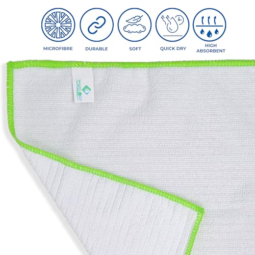 Towelogy Microfibre Dish Cloths Set of 5 – 30x30cm (Standard Size) Scratch-Free High Absorbency Perfect for Spotless Kitchen Cleaning & Dishwashing Stain Resistant Machine Washable (White) - Image 5