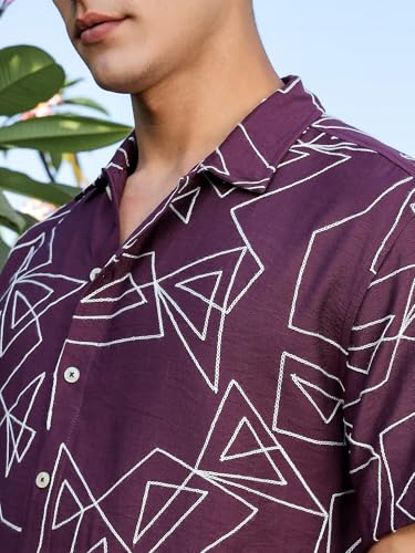 Image of Thomas Scott Mens | Half Sleeve | Embroidered Printed | Regular Fit | 100% Cotton | Casual Shirts