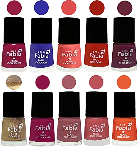 Image of ALL IN ONE (PACK OF 10), Long Lasting Glossy Nail Polish, 6 ml Each, All Vibrant Colours,01733