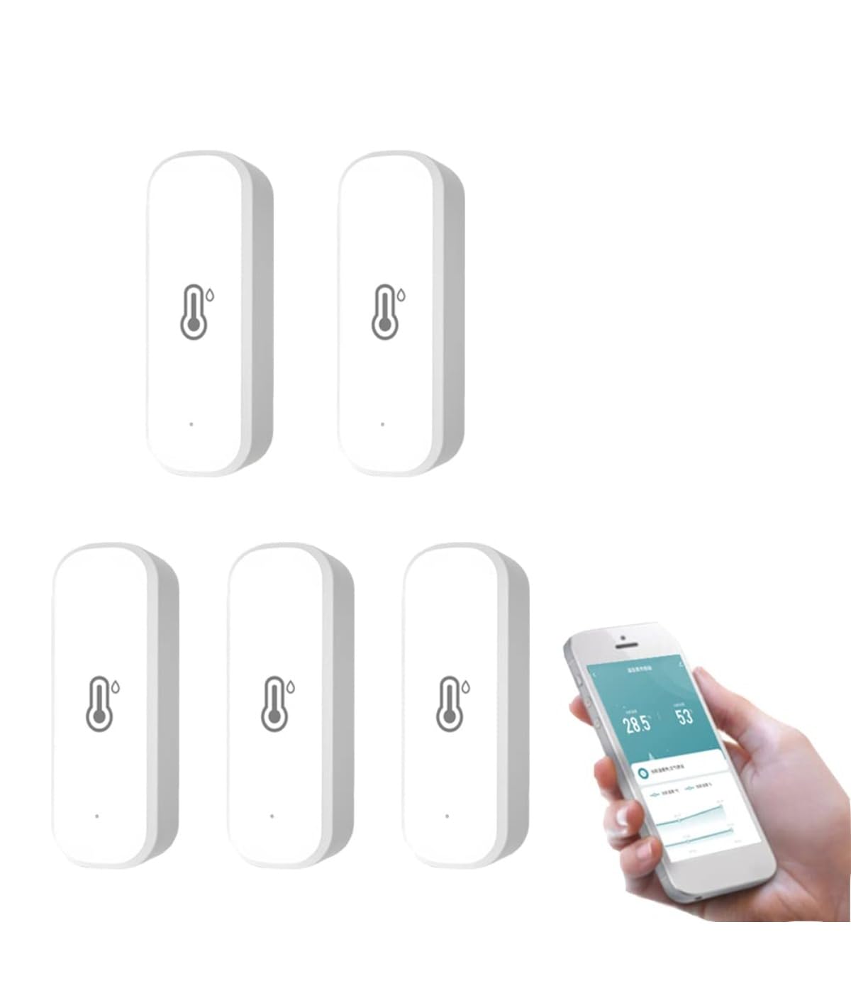 2/3/4/5 Stück Thermohygrometer, für Tuya Zigbee Hygrometer Thermometer Sensor, Intelligente Innen -Thermometer -Hygrometer -Sensor, Geeignet für den Innenbereich und Gewächshäuser (5 Stück)