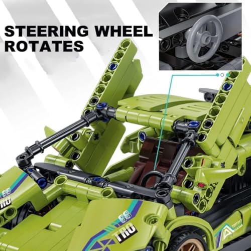 Image of 1:18 Scale Green Racing Car Building Block Set - 470 PCS Pull Back DIY Assembly Supercar Model | Compatible Bricks Toy for Kids, Adults, Collectors & Racing Car Lovers