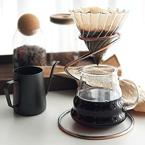 Pour Over Coffee Maker Set – Includes Glass Coffee Dripper, Metal Dripper Stand, Heat Resistance 600Ml Coffee Server And 40 Count Paper Coffee Filters, 4 In 1 Set For Home Or Office (Bronze Set) #TOP5