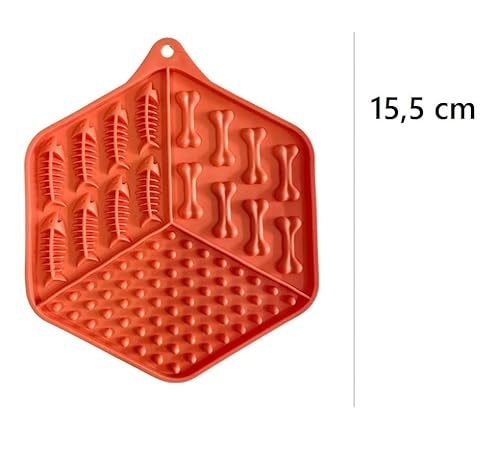 Comedouro Ventosa Tapete De Lamber Para Cães E Gatos Pet Silicone 2D (Laranja)