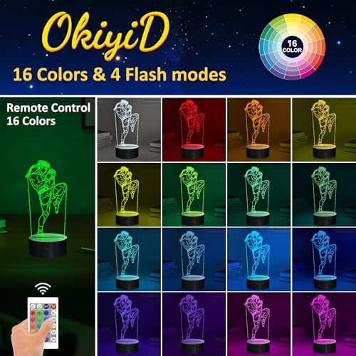 Image of OkiyiD Muay Thai Gifts for Men, 3D Muay Thai Night Light Illusion Lamp with 16 Colors Remote Control, Martial Art MMA Gift for Kids Boys Men Birthday Xmas Decor