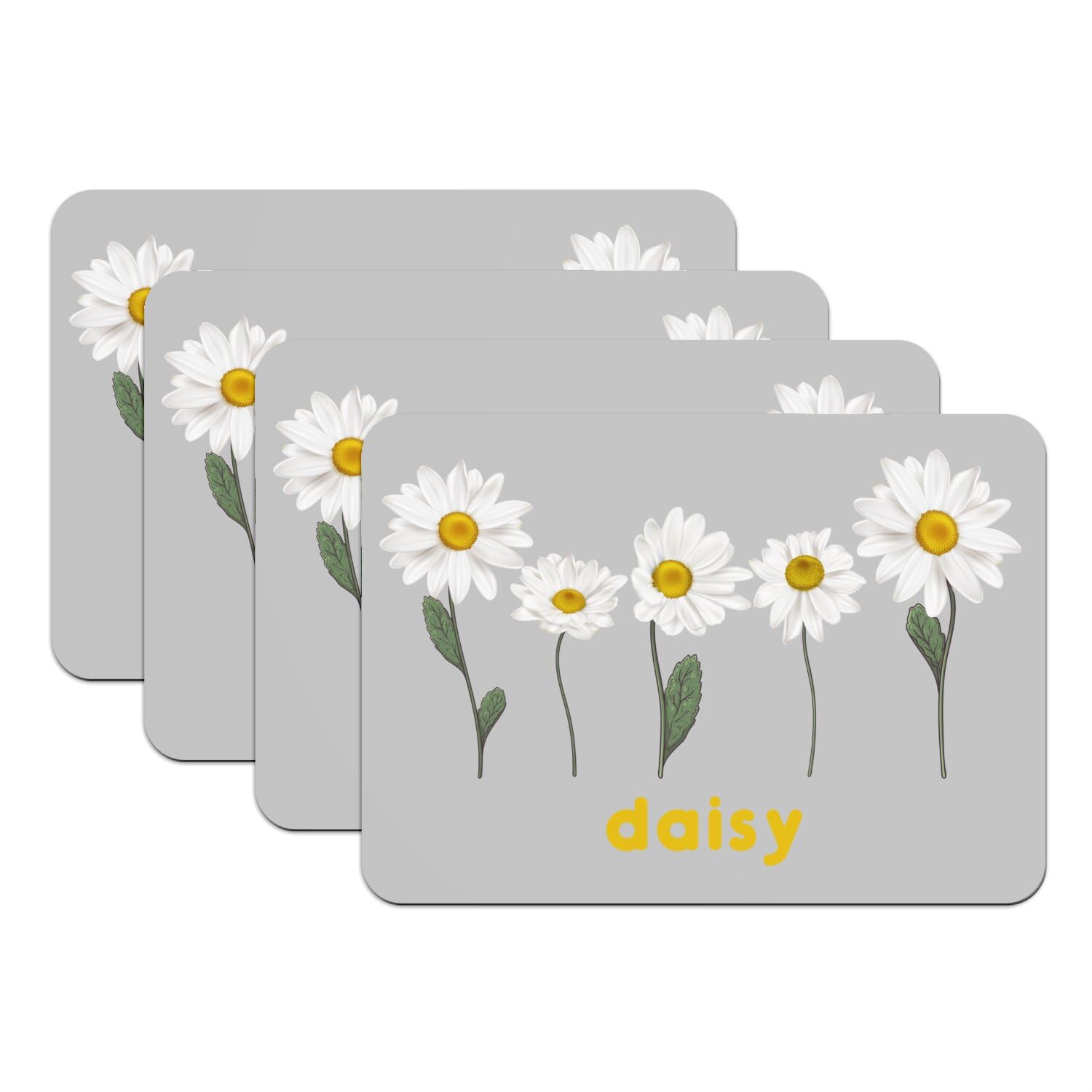 Sets de table caoutchouc antidérapants gris finis les rayures lot de 4 grands