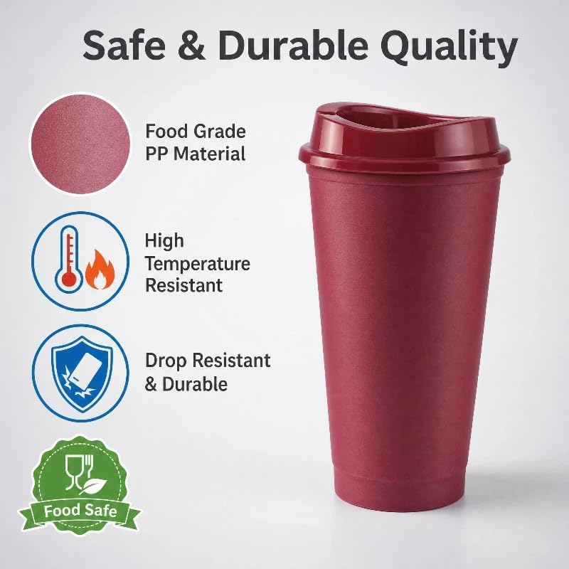 5‑Pack 16oz Heat‑Activated Color Changing Cups with Lids, BPA‑Free Reusable Plastic Tumblers for Party & Daily Use