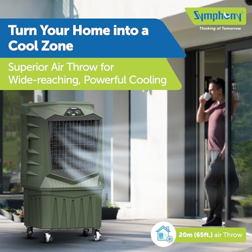 Image of Symphony Air Force 160 Desert Air Cooler | 20m Powerful Air Throw | Robust, Weather-resistant Body | 375W | Auto Louver Movement | Easy Fill | Heavy Duty Air Cooler with Lockable Wheels