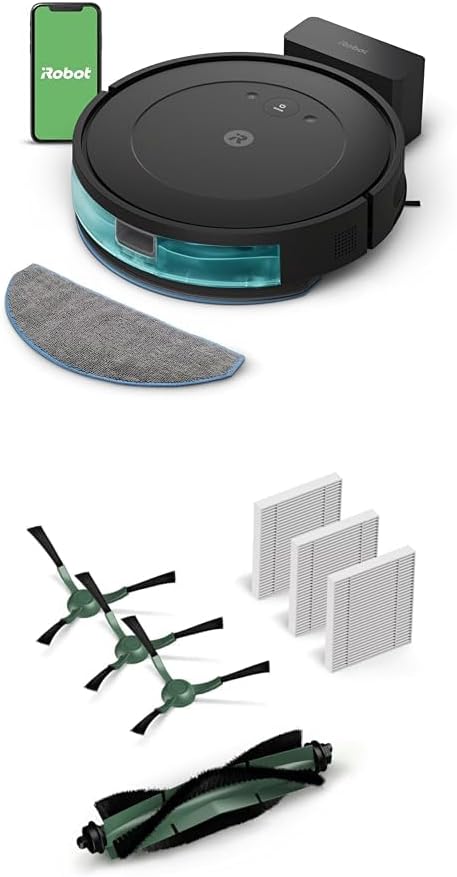 Roomba Combo Essential Robot Vacuum & Mop (Y0110) w/ Authentic Hard Floor Cleaning Solution Concentrate for Braava Jet Mops and Roomba Combo 2-in-1 Robots