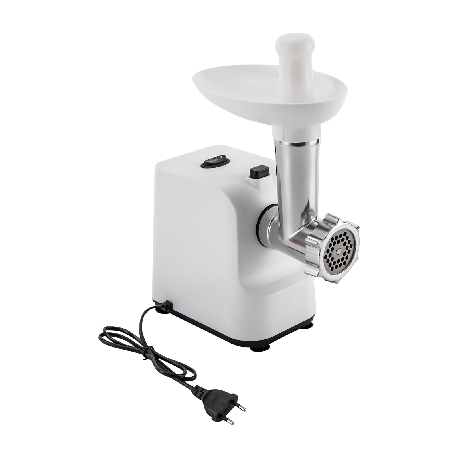 Picadora de carne eléctrica de 1000 W con relleno de salchichas y 3 discos perforados de acero inoxidable para cocina (blanco)