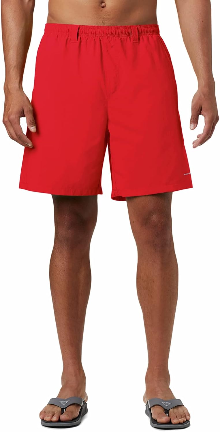 Columbia PFG Backcast III - Traje de baño para hombre, color chispa roja, talla L corta