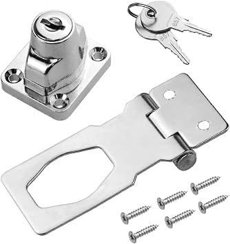 TOVOT 2PCS 2.5 x 1.3 Keyed Hasp Locks Door Hasp Latches Lock Padlock Latches with Screws Locking Hasp for Cabinet Drawer(Keyed Alike)