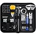 Eventronic Kit de Réparation de Montre, Ensemble D'outils de Barre de Ressort Professionnel, Ensemble D'outils de Broche de Lien de Bande de Montre avec étui de Transport (Noir&Marron)