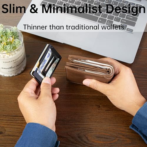 Image of Minimalist Wallet for Men, Slim Metal RFID Blocking Wallet Credit Card Holder Money Clip & Cash Strap, Scratch-Resistant Holds 15 Cards,Ideal Gift for Men | Patriot Reline Eagle