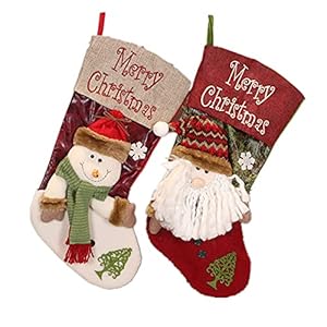 Christmas Stockings,Set of 2 Santa Claus and Snowman,Family Holiday Christmas Party Decorations Christmas StockingsSet of 2 Santa Claus and SnowmanFamily Holiday Christmas Party Decorations