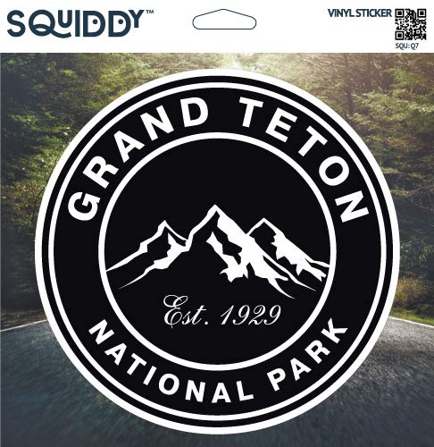 Squiddy Grand Teton National Park - Vinyl Sticker Decal for Phone, Laptop, Water Bottle (2" Tall)