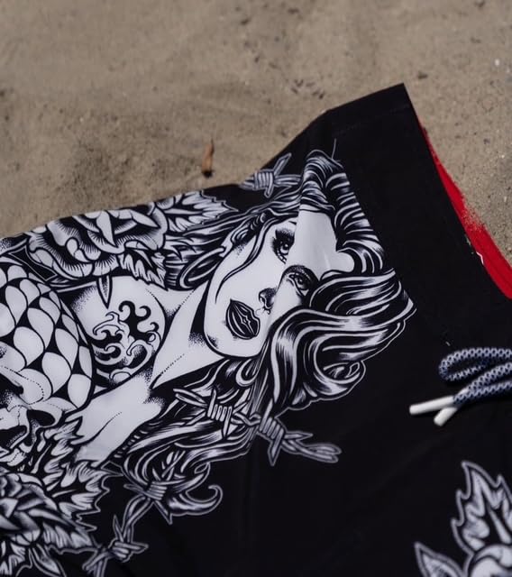 Sullen Main Street Tattoo Lifestyle Graphic Swim Boardshorts Black4
