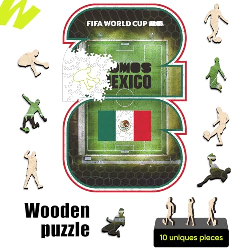 Image of FIFA Mexico 26 Wooden Puzzle for Adult, 200 Pieces Irregular Shape Puzzle, 5MM Thick,Creative Collectible Gift for Fans, Officially Licensed Product, 9.3 x 12