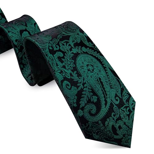 Image of Barry.Wang Men Ties Paisley Woven Silk Necktie Set with Pocket Suqare Cufflinks Formal