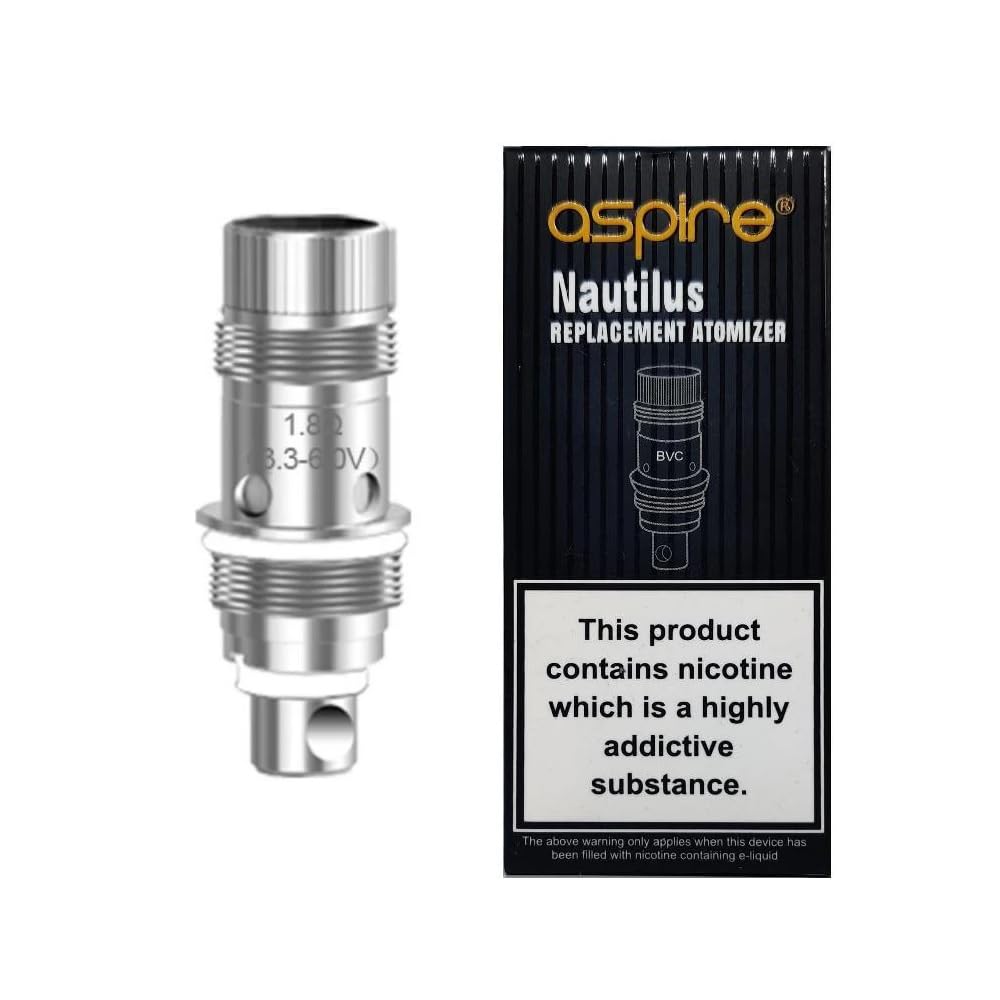 Aspire Mini Nautilus 2 K3 Atomizer BVC Replacement Coils, 1.8ohm for Nautilus, Nautilus Mini, Triton Mini, K3, Nautilus 2 & Nautilus AIO, Pack of 5, No Nicotine