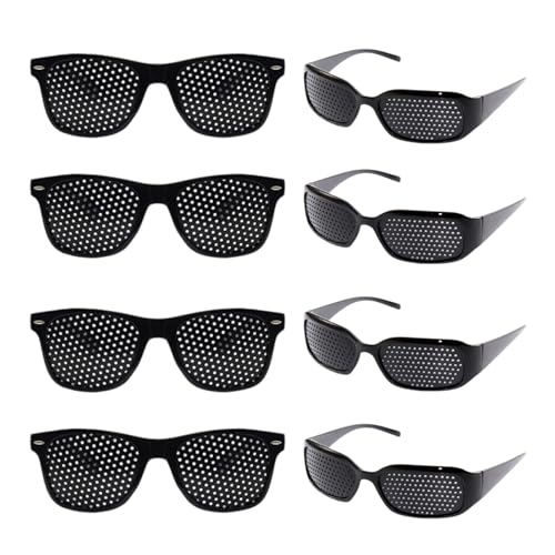 anneratteryer Gafas estenopeicas Juego de 8 Pares de Anteojos Estenopeicos Negros Unisex para Corrección de Visión y Entrenamiento Ocular Efectivo Anti-fatiga Para Prevención De La Miopía(Color negro)