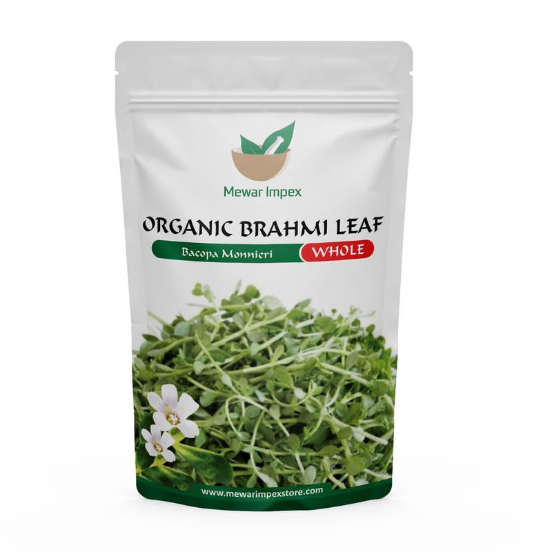 Mewar Impex Hojas de Brahmi 200 g | Vallarai | Centella Asiática | Gotu Kola | Para el crecimiento del cabello y el cuidado de la piel | Bacopa Monnieri para limpiador del cabello y cuidado del