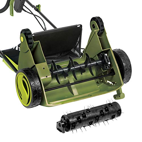 Sun Joe AJ801E 13 in. 12 Amp Electric Scarifier + Lawn Dethatcher w/Collection Bag, Green