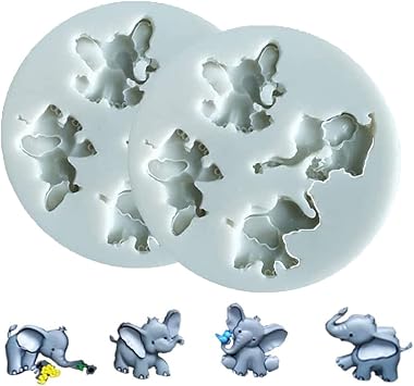 Cestony Cute Elephant Rose Flower Silicone Molds for DIY Cake Chocolate Topper Decoration Pudding Ice Cream Jelly Shots Desserts Crystal Gum Paste Mould Candy Fondant
