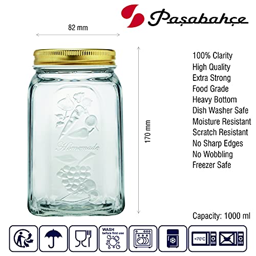 Image of Pasabahce Glass Homemade Jar 1000 ml 1 Pc, Transparent (Pack of 2)