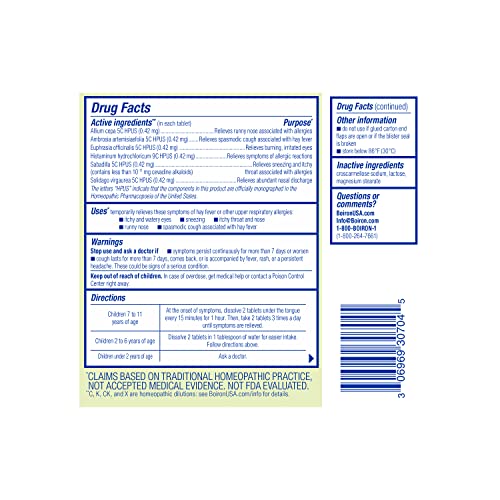Boiron AllergyCalm Kids Tablets for Relief from Allergy and Hay Fever Symptoms of Sneezing, Runny Nose, and Itchy Eyes or Throat - 60 Count - image 9