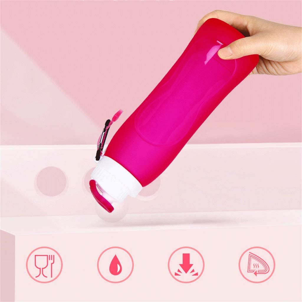 Faltbare Wasserflasche, 500 Ml Hohe Kapazität Tragbar Anti-Fall Enthält Kein Bisphenol A, Sicher Und Gesund, Rosa