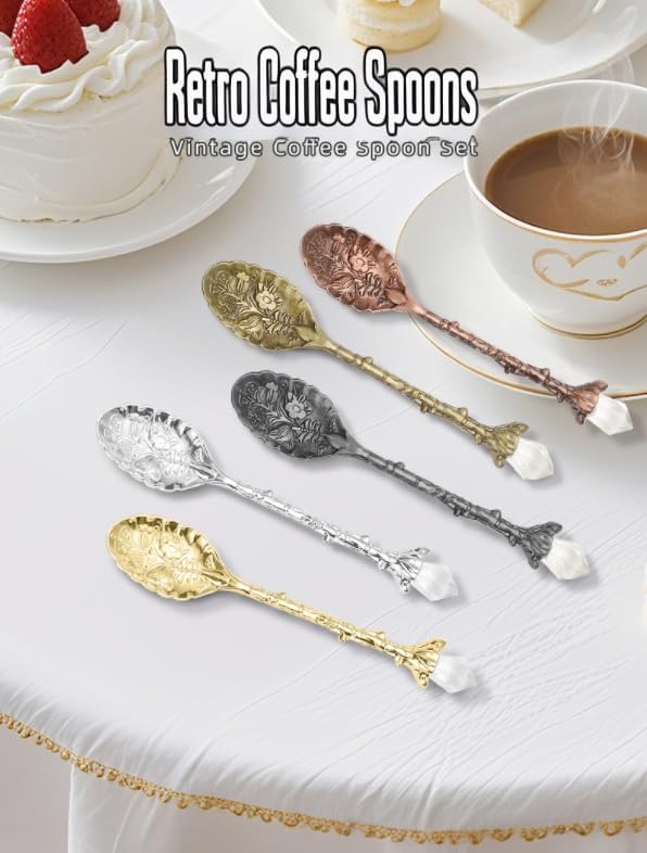 Cafurty 5PCS Coffee Spoons Set - Cool Spoons and Unique Spoons for Coffee, Retro Coffee Scoop Design, Perfect Kitchen & Dining Coffee Spoon Accessories image 4