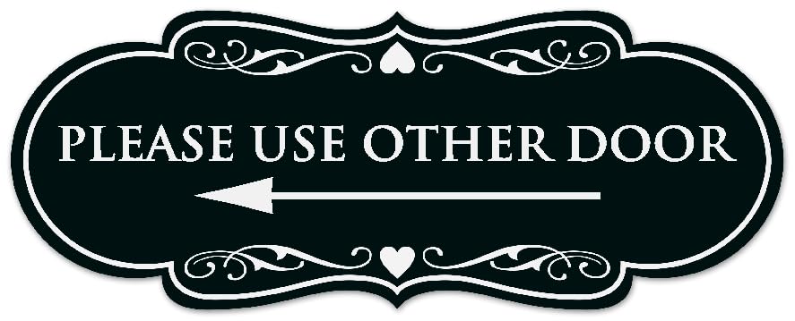 Signs ByLITA Designer Please Use Other Door (Left Arrow) Sign - Easy Installation | Durable Wall or Door Sign (Black) - Medium